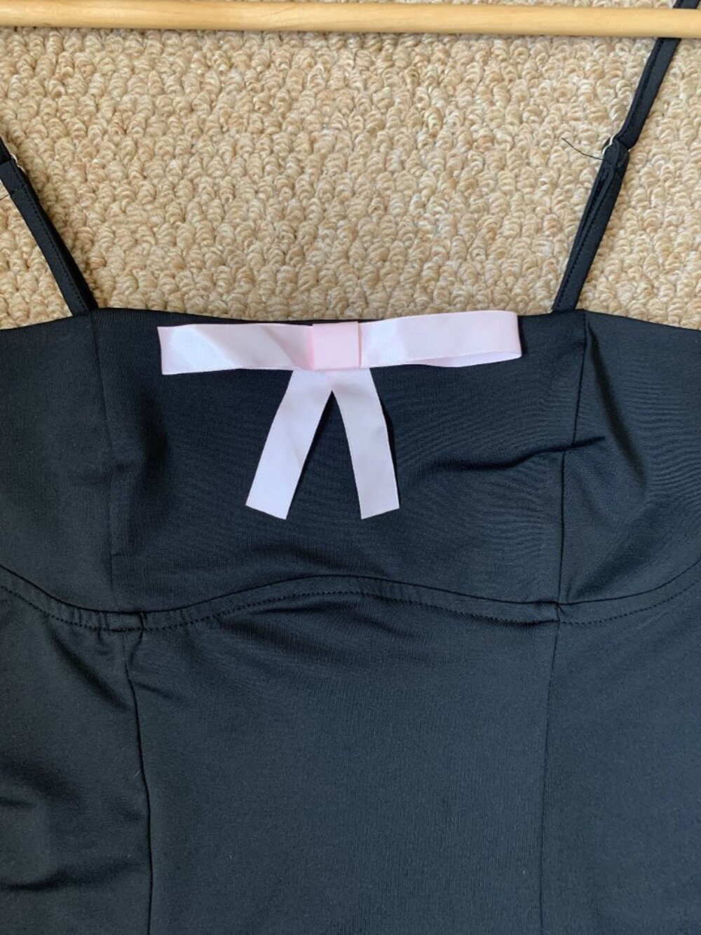Black Bow Bodycon Mini Dress Spaghetti Strap Cute M - Picture 4 of 6